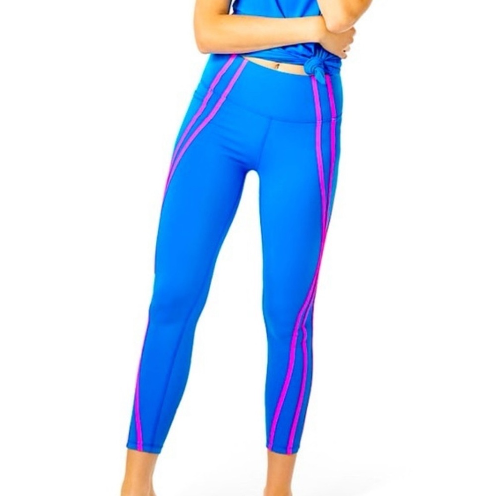 NWT Lilly Pulitzer Luxletic Weekender High-Rise Leggings Women’s XL Blue Flare